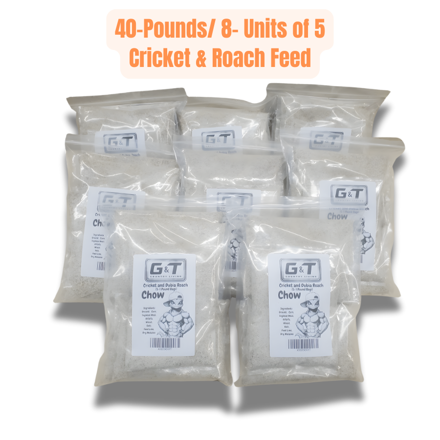Cricket Breeding Kit for Continuous Feeder Production – G&T Country Living 5-Tub Pro System with Egg Flats, Premium Feed, Hydration Crystals, Peat Moss & Care Manual for Raising Healthy Live Crickets at Home