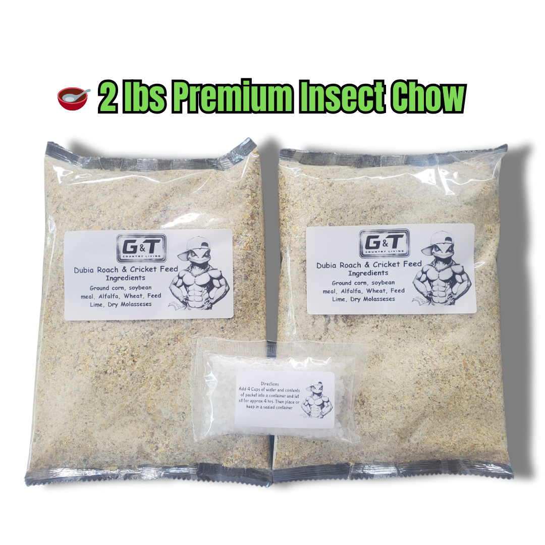 2 lb Feeder Insect Chow & Hydration Crystals – Cricket & Dubia Roach Nutrition Pack | GT Country Living
