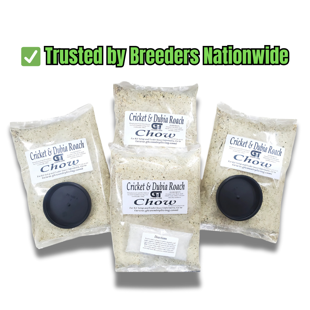 “GT Country Living 4 lb roach and cricket food – balanced high-protein feeder insect diet.”