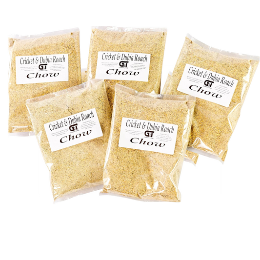 “GT Country Living 5 lb cricket and dubia roach chow – high protein food for insect breeding colonies.”